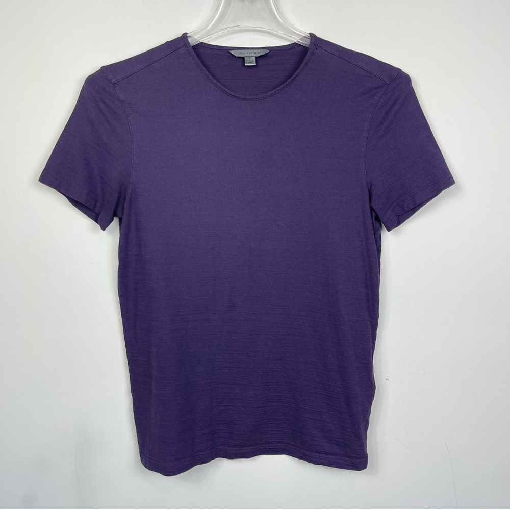 JOHN VARVATOS STRIATED CREWNECK SLIM FIT T-SHIRT K1762S3-AZJ3 PURPLE PLUM S - Picture 5 of 13